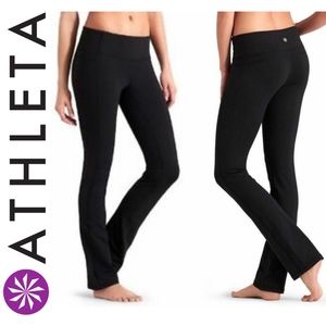 Athleta "Straight Up" Black Yoga Pants, Full Length Athletic Straight Leg, Large